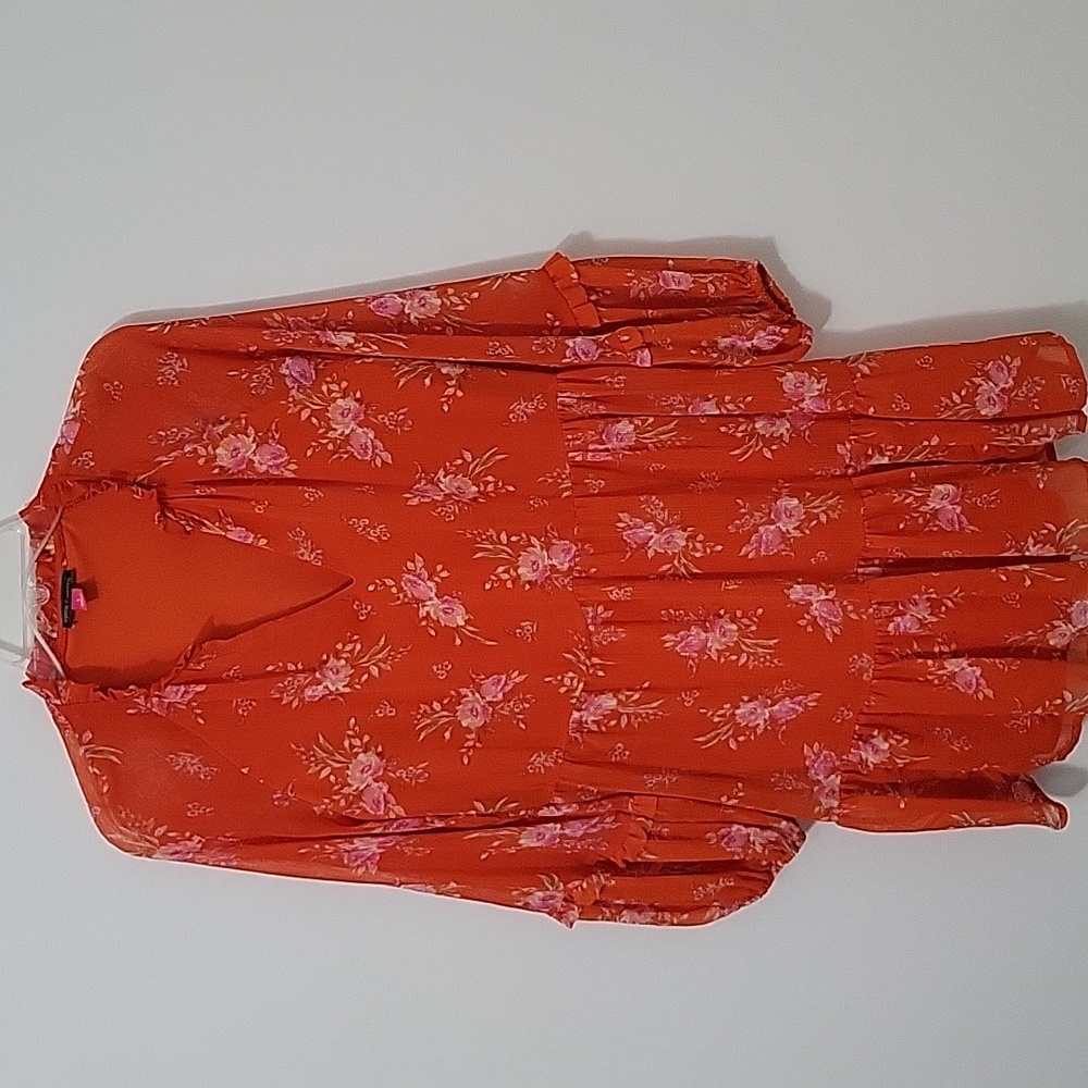 Vince Camuto Orange Floral Dress, Size Small